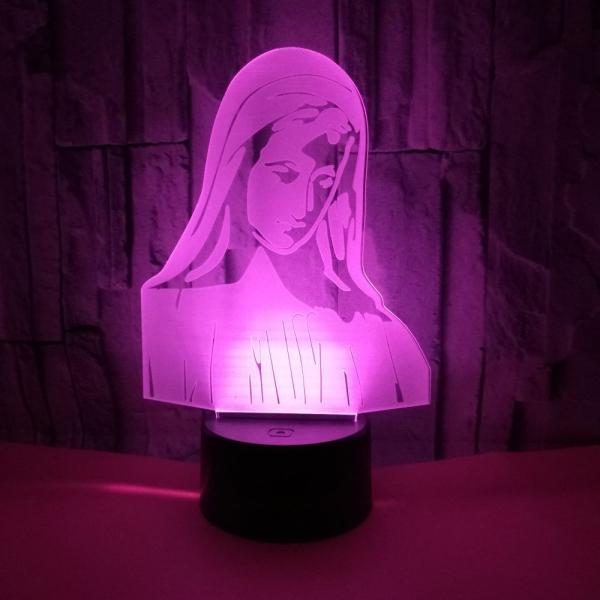 Virgin Mary 3D night Lights Colorful Touch LED Vision Decorative Atmosphere 3D Small Table Lamp