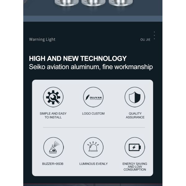 Lampe tour d'avertissement LED 24V avec 80lm/W, angle de faisceau de 360° et clignotement multicolore