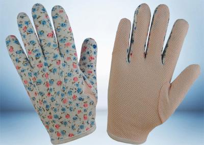 Lignes de jardinage de points imprimées par fleur de la preuve de glissement de gants de coton trois