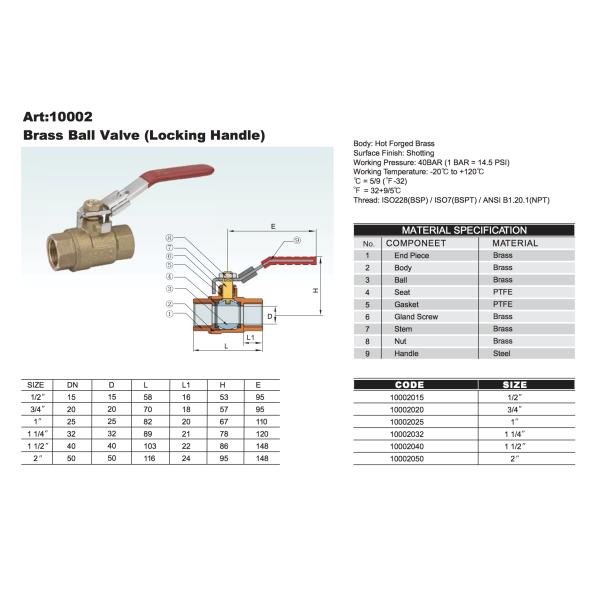 Forged Ball Valve 10002 Chrome-Plated Surface Finish with lock