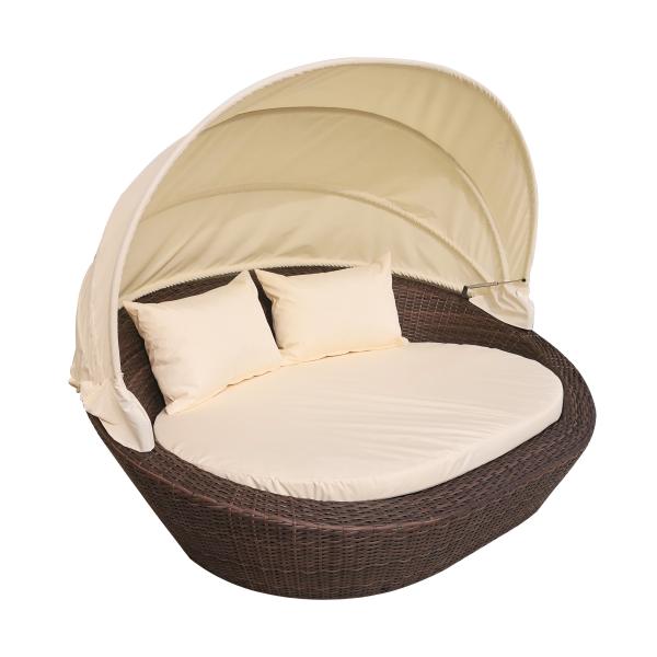 Balcony Rattan Lounge Daybed Sun Bed UV Resistance Courtyard Canopy Villa Patio Pool