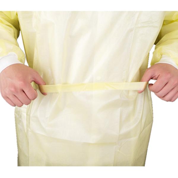 Ultrasonic Heat Sealed Disposable Medical Use Knitted Wrist PP+PE Isolation Gown