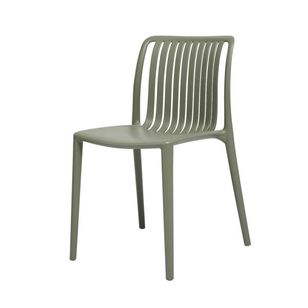 L Shape Plastic Patio Dining Chairs Olive Polypropylene Outdoor Dining Chairs