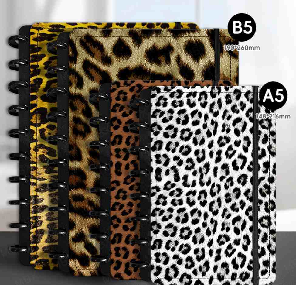 Leopard Print Paper Cover A5 Coil Notebook Eco Friendly With 80 Sheets Spiral Journal
