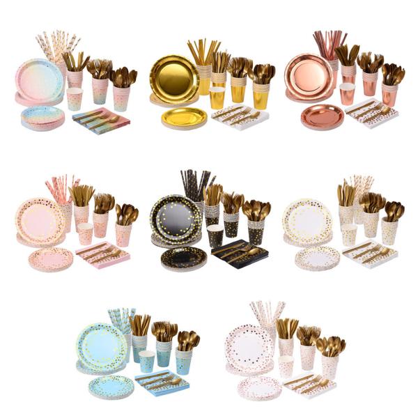 Colourful Party Plates Cups Napkins Sets for Fully Customized Disposable Paper Plates