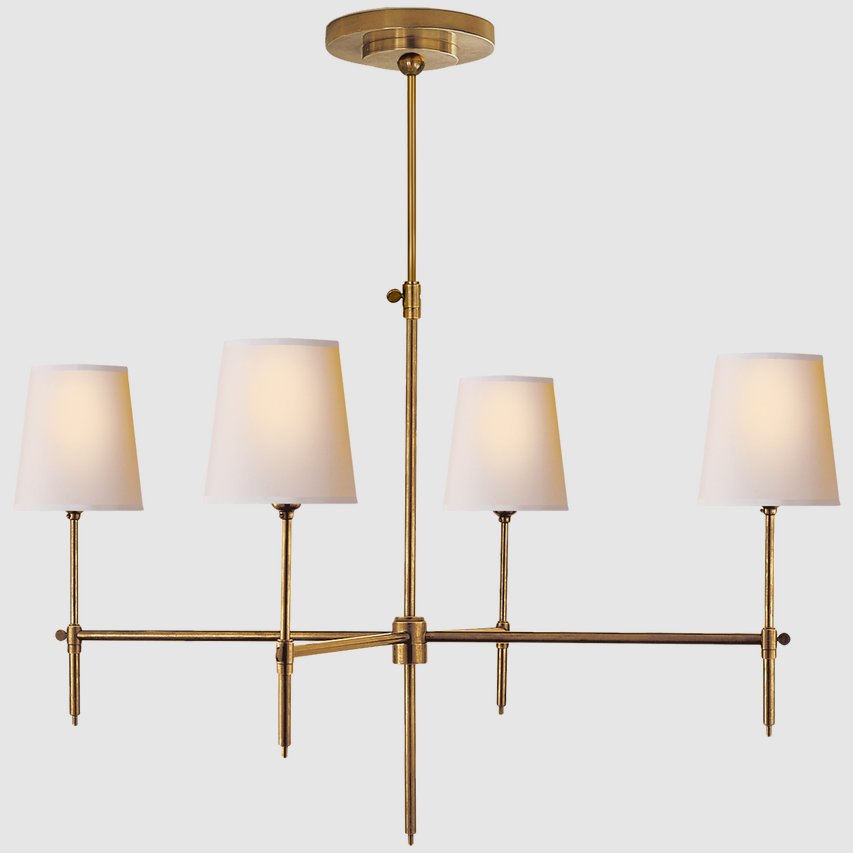 Modern Brass Body Adjustable Height Pendant Light with 3500K Warm White LED for Kitchen Island or Home Office