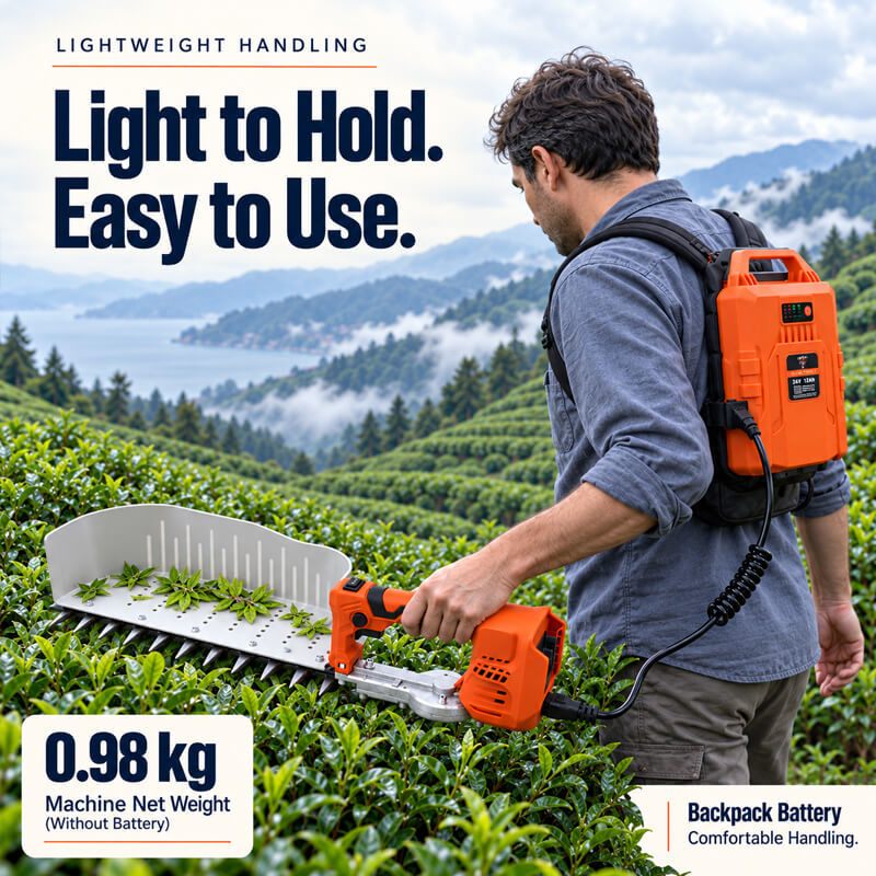 Handheld Lithium Battery Tea Harvester Machine Portable Cordless Tea Picker Trimmer with Tea Leaf Collector