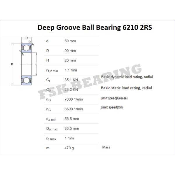 P6 Quality 6210 2RS 6211 2RS 6212 2RS 6213 2RS Deep Groove Ball Bearing 6200 Dimensions