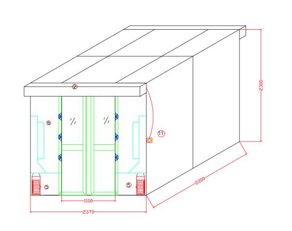 Auto chuveiro de ar de aço inoxidável das portas deslizantes para bens com o armário da largura 635mm