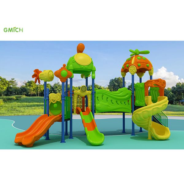 Kids Playground Equipment Amusement Park Plastic Slide Set Attractive Appearance