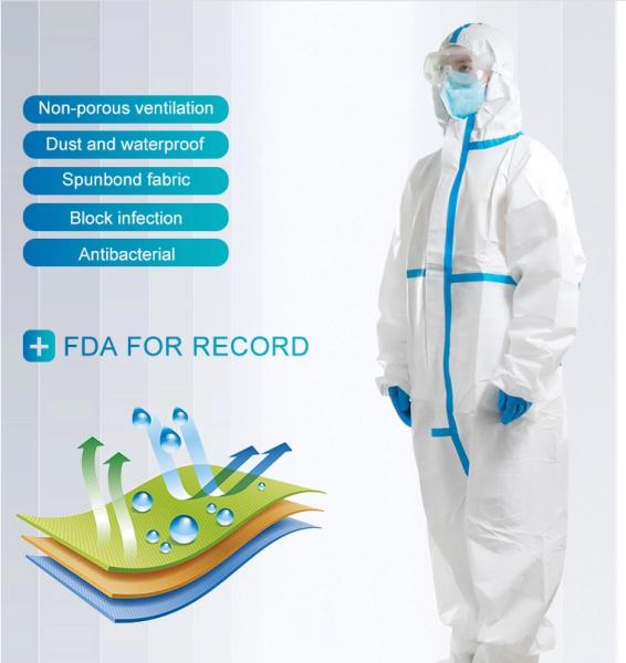 Antistatic EN14126 73g Disposable Protective Coveralls