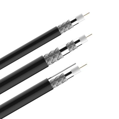 Black White Coaxial TV Cable CCA Braiding Polyvinyl Chloride Jacket
