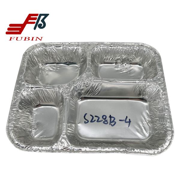 FDA Aluminium Foil Food Container 4 Compartment Hot Disposable For Fast Food