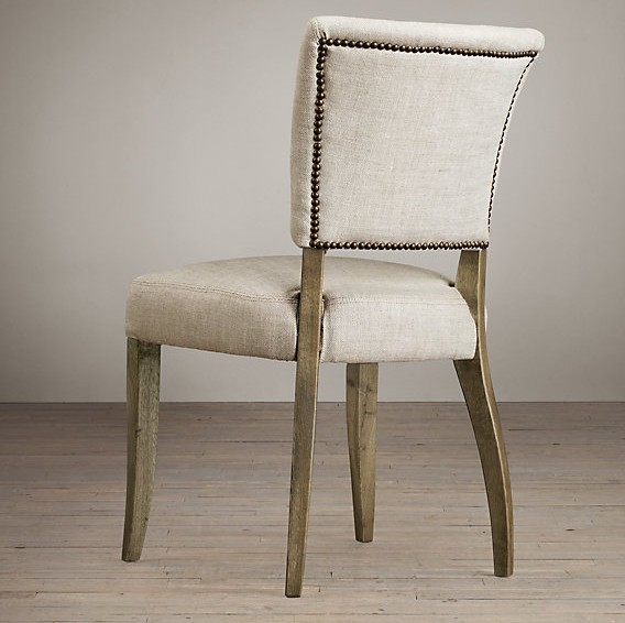 Classic french style resturant event dining chair leather material back with nails and seat with sold wood rental chairs