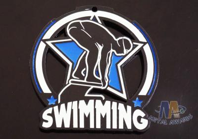 Soft Enamel Custom Zinc Alloy Metal Swimming Glow In The Dark Medals For Races