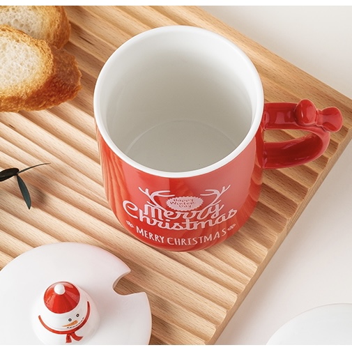 La nueva Navidad de la taza del festival alrededor de los alces de Santa Claus Lid Stainless Steel Spoon modela la taza de cerámica con la cubierta