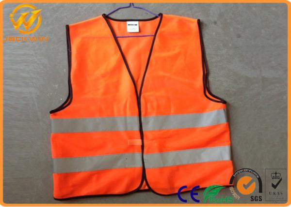 High Visibility Polyester Reflective Safety Vests Fluorescent Orange / Yellow