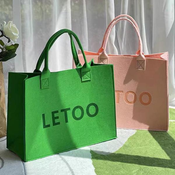 Cosmetic Bag Multi-Pocket Handbag Cartoon Felt Bag With Logo Fashionable Splicing Colors Accept Custom Logo Gift Tote Bag Felt Clothes Shopping Korean Fashion Bags