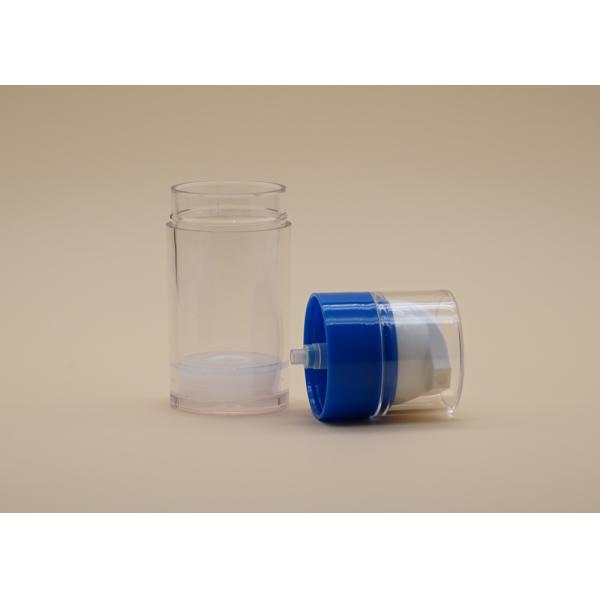 La bomba privada de aire recargable cosmética embotella la bomba azul del rociador del cierre