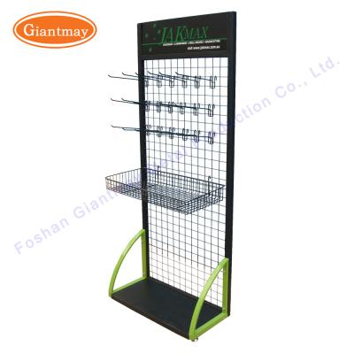 Grade Mesh Display da loja varejo de loja varejo com a cremalheira de fio do metal da cesta