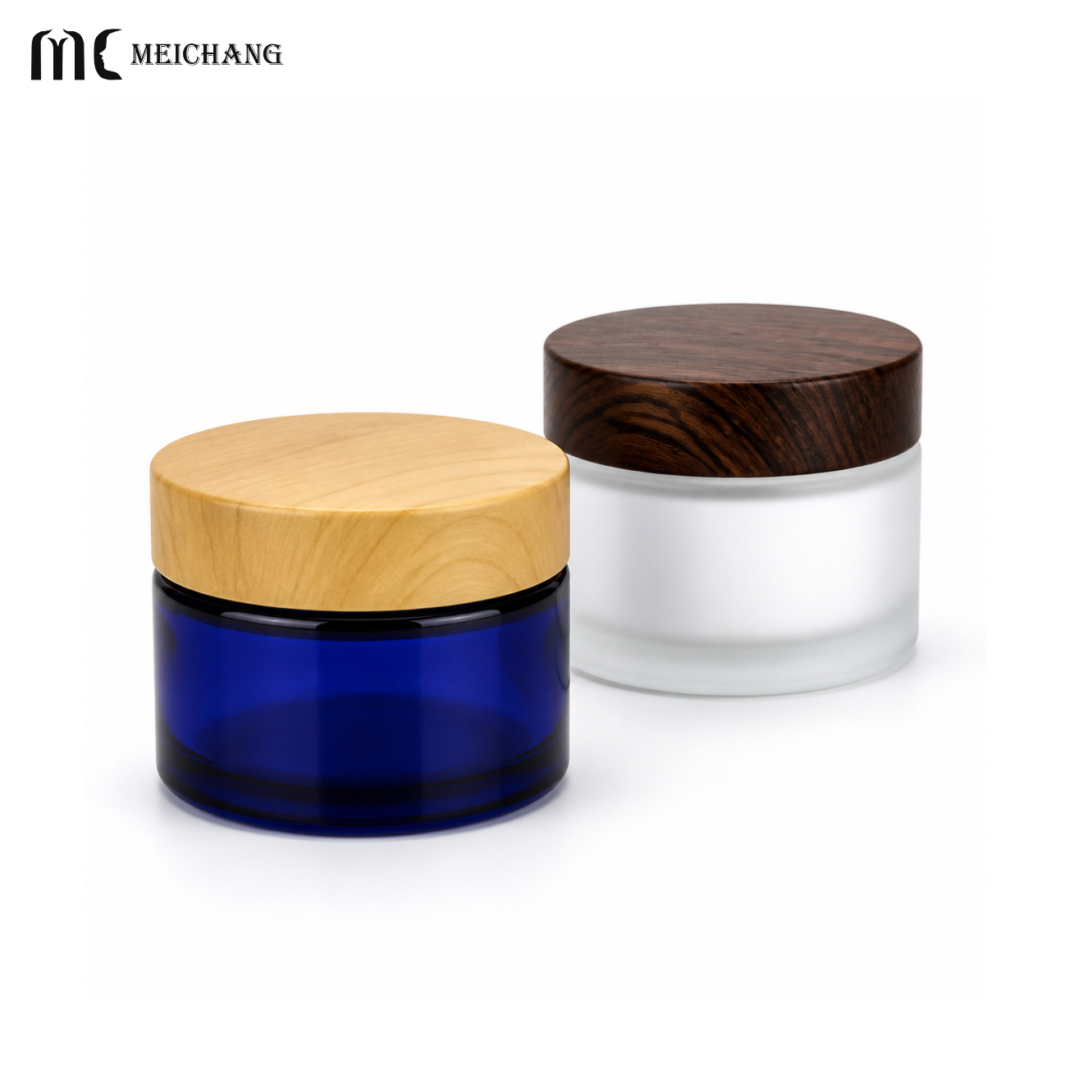 1oz/2oz/4oz/8oz/16oz Amber & Frosted Clear Glass Cosmetic Jar with Black/White Lid(MC-G-557)