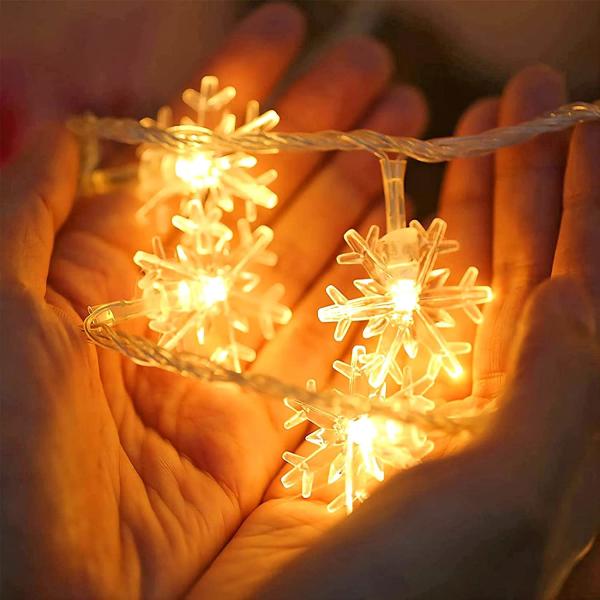 LED Snowflake Lights String Lights Christmas Holiday Home Garden Patio Party Decoration Indoor Outdoor Celebration Light