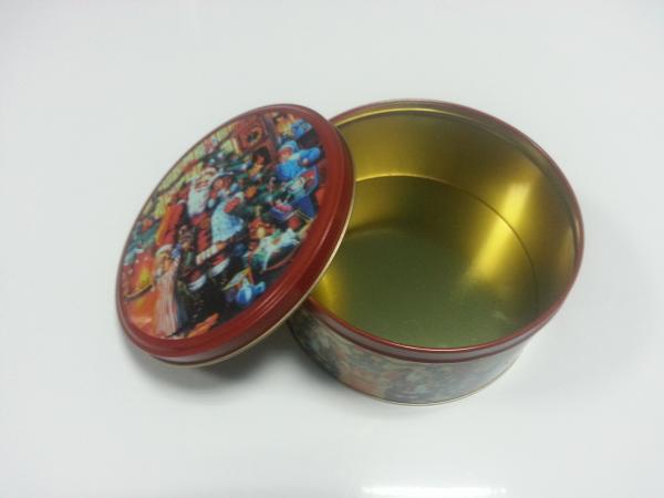 Recipientes de armazenamento da lata do biscoito do Natal, caixas pequenas cilindróidas da lata do armazenamento do alimento