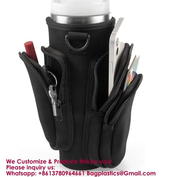 RhineStone Decoration Acessories, Tumbler With Handle,Pink Insulated Neoprene Cup Holder Pouch W/Adjustable Strap For Quencher H2.0 Stanley Cup Accessories