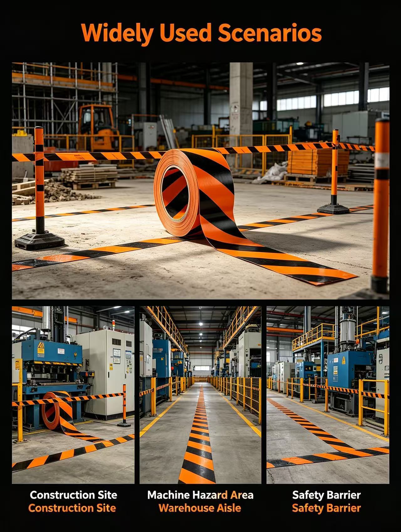 Manufacturer Customized Color Waterproof  Single Sided PVC Warning Tape