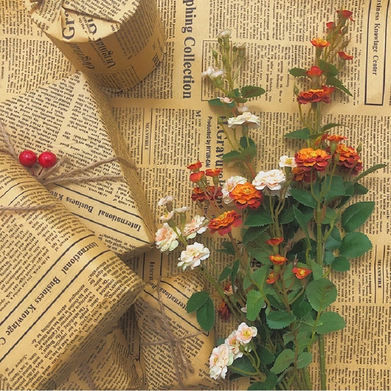 Vintage Newspaper Wrapping Paper With Retro Print For Gift And Floral Packaging