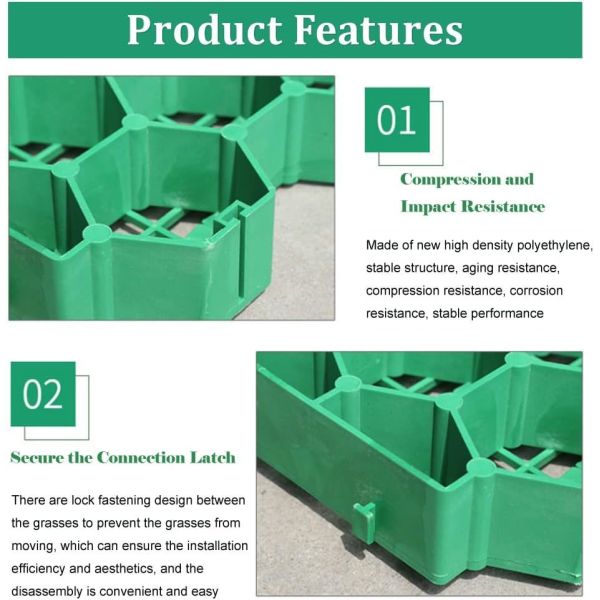 Permeable Grass Pavers Grid Flat-Interlocked,HDPE Plastic Shed Base For Landscaping And Soil Reinforcement In Parking Lots,RV And Boat Storage Pads,Driveways (8 Pieces/22 Sq.Ft.) (Green)