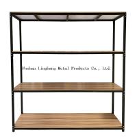 Le stockage d'entrepôt de H1800mm L800mm rayonne le support en bois et noir en métal trois couches
