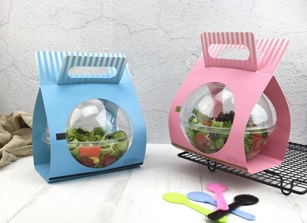 Salad Bowl with Lid Paper Card Dimension 13.5* 5.3 6.5 cm Convenient and Eco-Friendly
