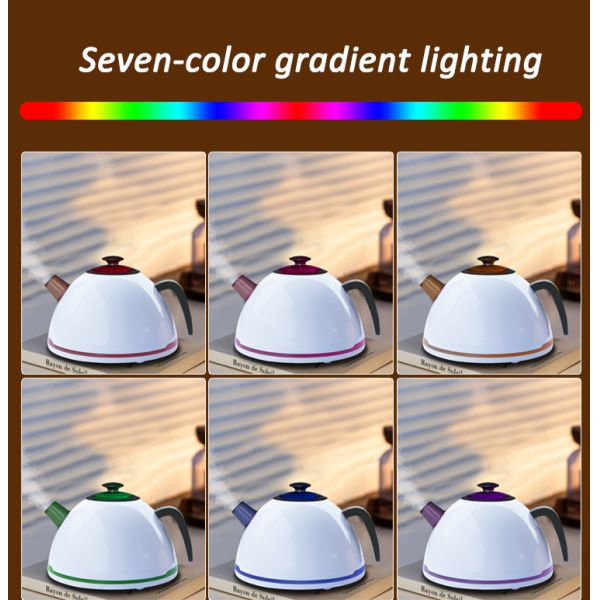 Aroma Diffuser and Humidifier Teapot-Shaped Aroma Diffuser 7-Color LED Simulated Boiling Water for Home