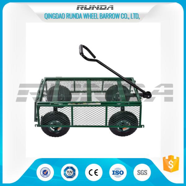 Steel Mesh 4 Wheel Garden Cart Load Capacity 150-300kg Powder Coated Finish