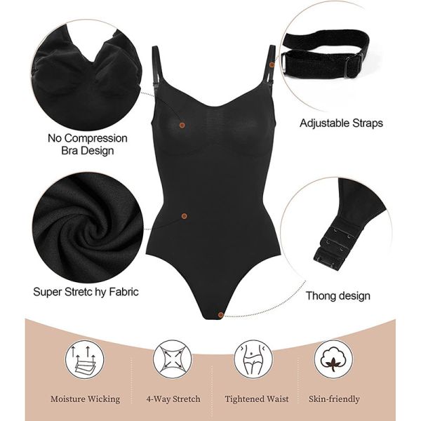Daily Fit One Piece Corset BodySuit Thong Bra Set Wire Free Women Fashionable Chic Women Corset Thong and Underwear BodySuit