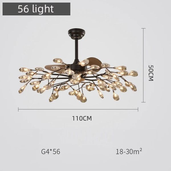 RC dimmable rotated forward and reverse for living room Branch firefly ceiling fan lamp(WH-CLL-66)