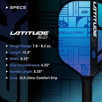 Custom Lightweight SLK Latitude 2.0 Pickleball Paddle G4 Graphite Pickleball Paddle Face