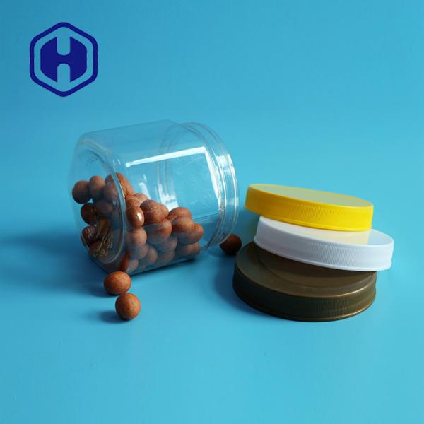 Hexagon 450ml 15oz Peanut Plastic Jar With Screw Caps 81mm Height
