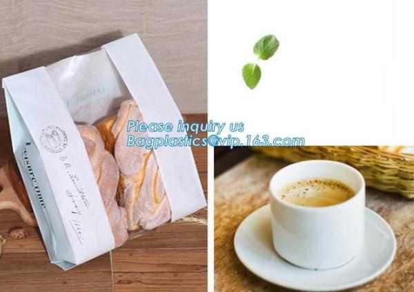 Recyclable sandwich bread food packaging brown paper bag custom kraft pastry paper bag，kraft paper bread bag with window