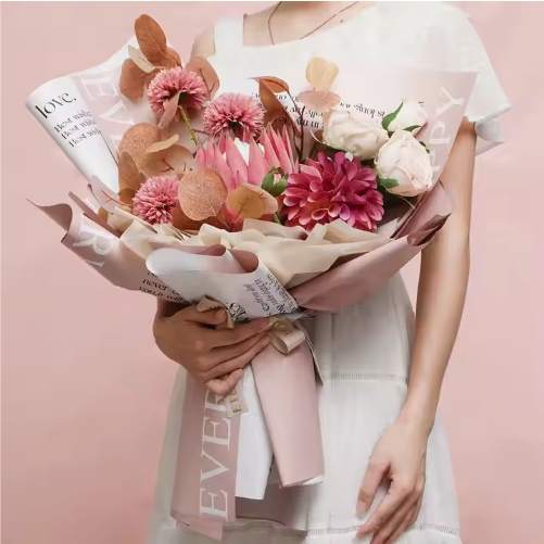 Алфавитный шаблон Пластик водонепроницаемая бумага для упаковки цветов Бумага для упаковки цветов Бумага для упаковки подарков