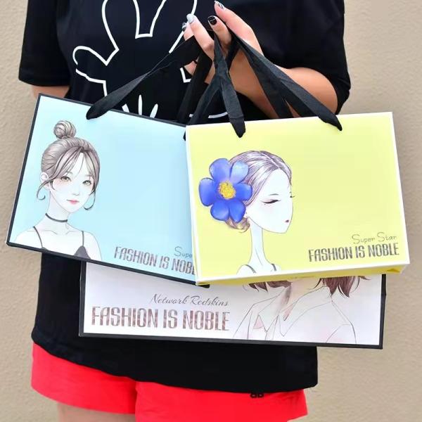 Greaseproof Printed Paper Shopping Bags Custom Paper Bags With Logo