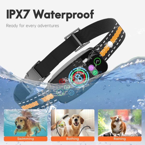 Automatic Activated Anti Bark Training Collar for Dogs Rechargeable Electric Shock Control Waterproof IPX7 20+ Hours Battery