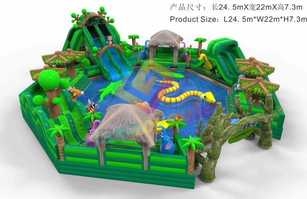 Commercial Outdoor Water Inflatable Park , Customized Water Slide Inflatable Bouncer