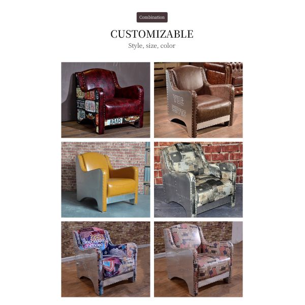 Nidea #8909 Punk Industrial Style Sofa Chair Retro License Plate Furniture for KTV Hotel Internet Cafe Bar Coffee Shop  Bar