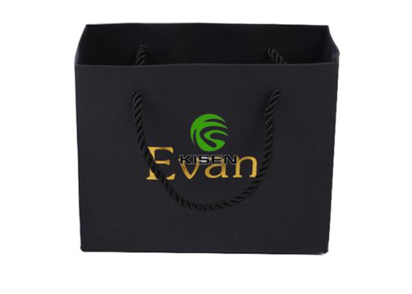 Black Matt Laminated Paper Bags , Twisted Handle Printed Paper Shopping Bags