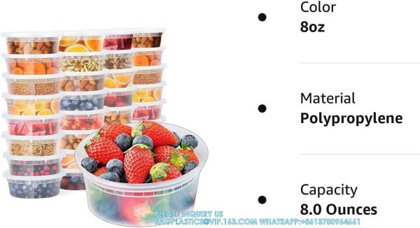Deli Cup Bowl Containers, To Go Containers, Freezer Containers For Food-Microwave, Dishwasher Safe Eco-Friendly