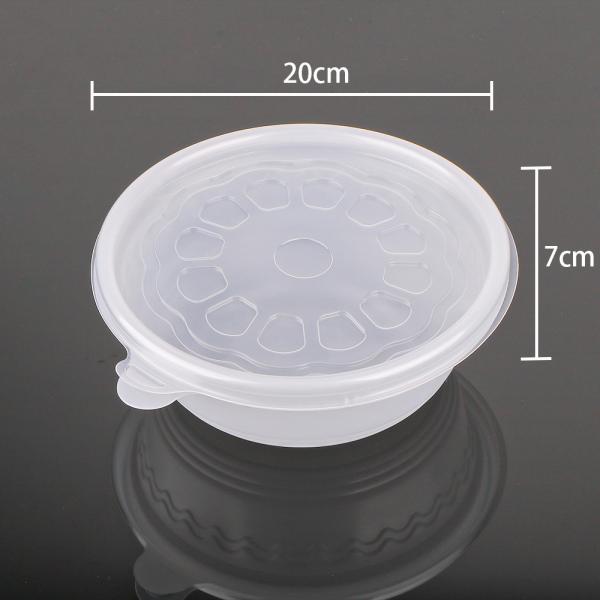 a caixa plástica descartável do alimento do círculo 1000ml com o macarronete da sopa das tampas rola preparação da refeição