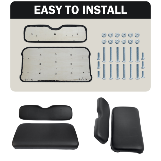 Shuran Black Front Seat Cushions For EZGO TXT Easy Installation