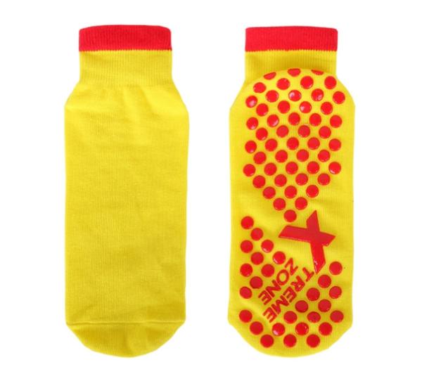 Eco - Friendly Kids Trampoline Socks Jacquard Logo Action City Bounce Socks Silicone Non Slip Socks